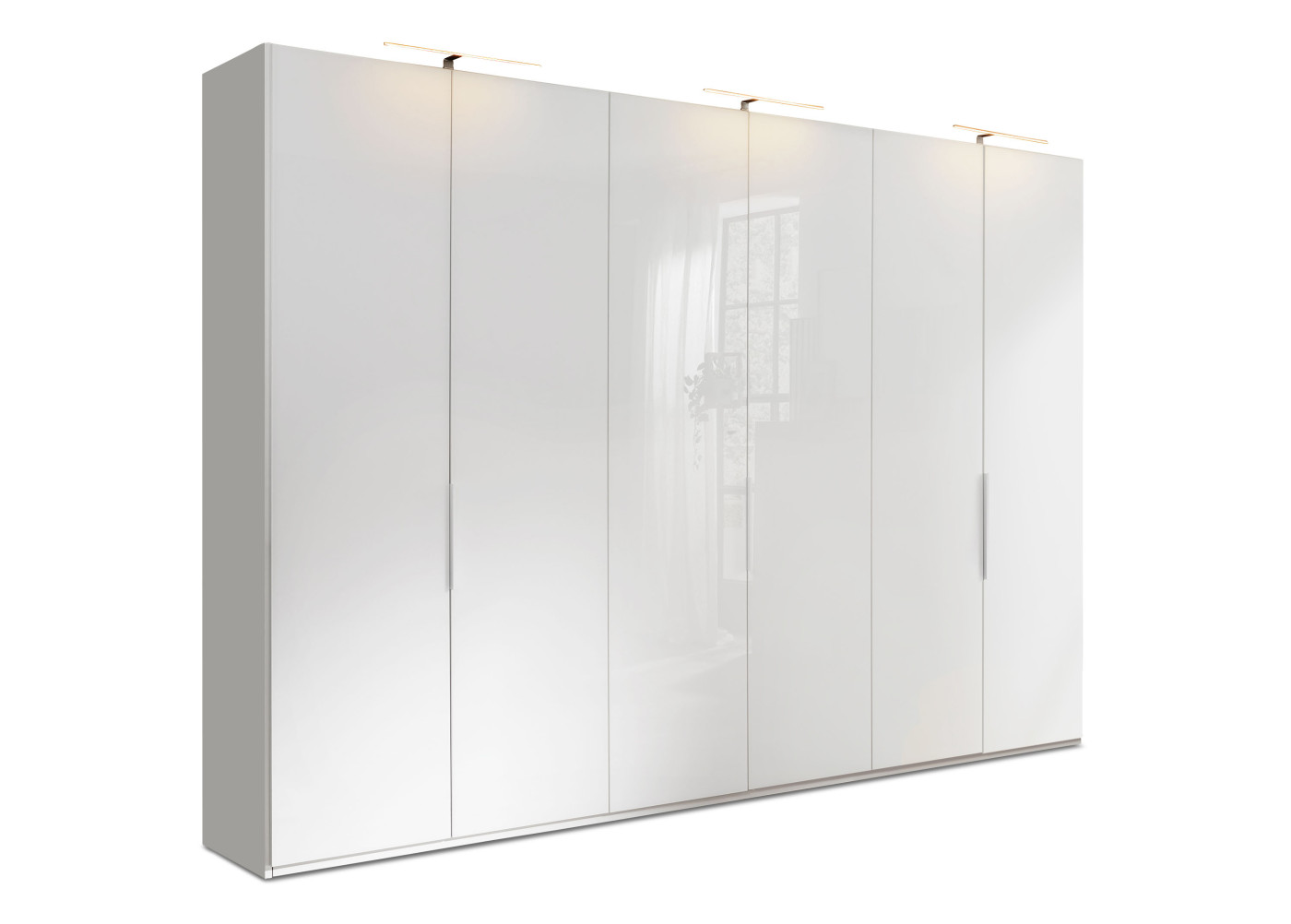 Drehtürenschrank Mindia in Glas weiß