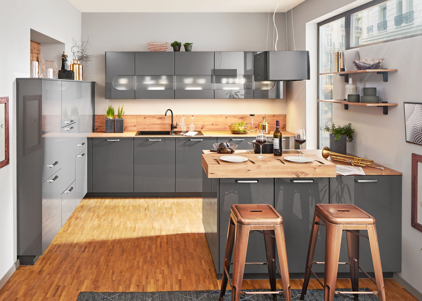 Kücheninsel FELDE 453-A in Schiefergrau