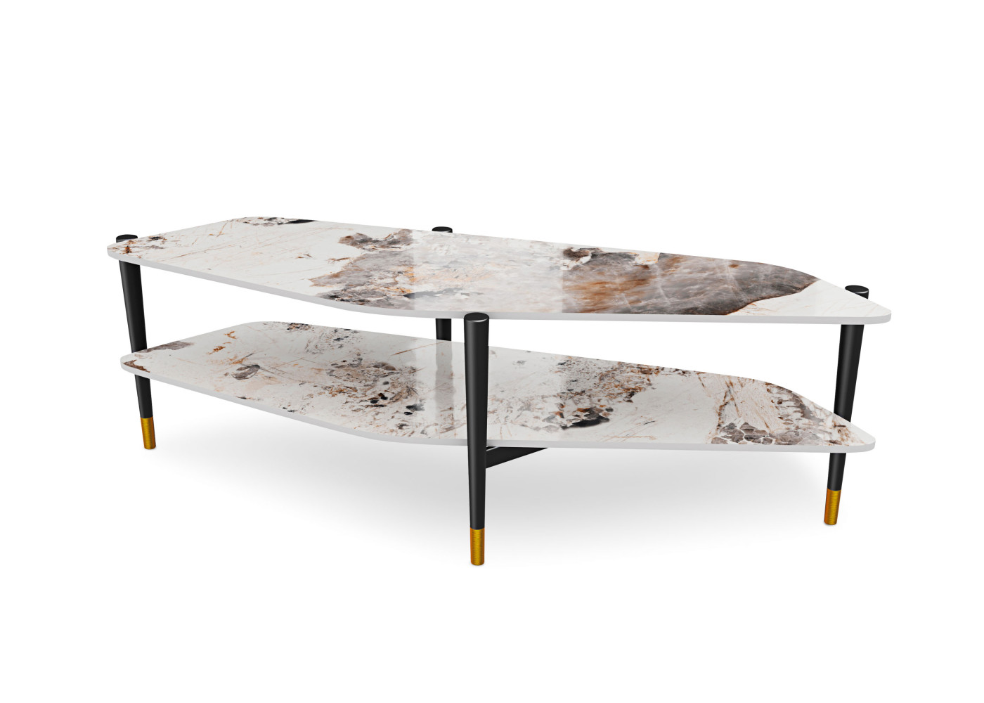 TV Tisch VARIUM in schwarz, Marmoroptik calcatta