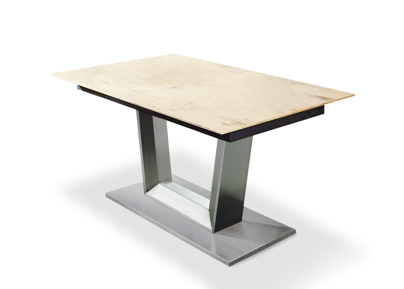 Säulentisch COMEDOR in boston Eiche, Edelstahl