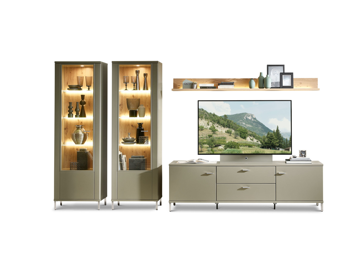 Wohnwand AMERA Wohnen in olivgrau