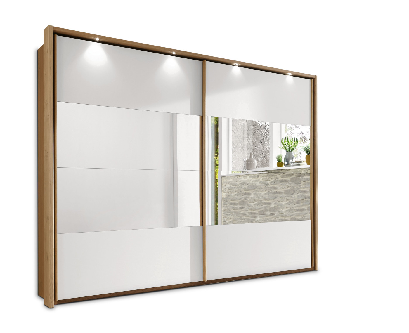 Schwebetürenschrank AMADO in Wildeiche - creme