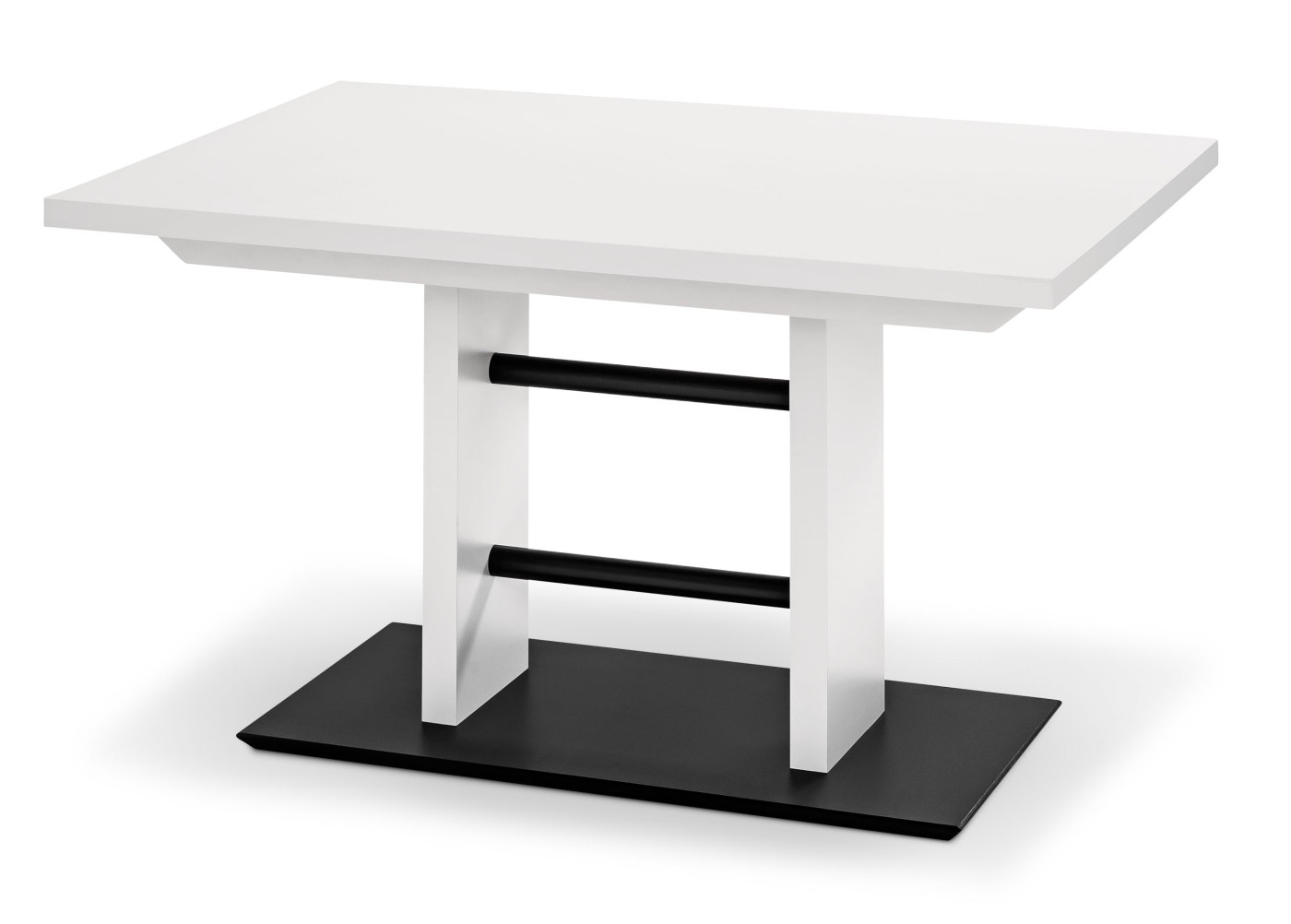 Esstisch Ledus Plus in matt weiß, schwarz