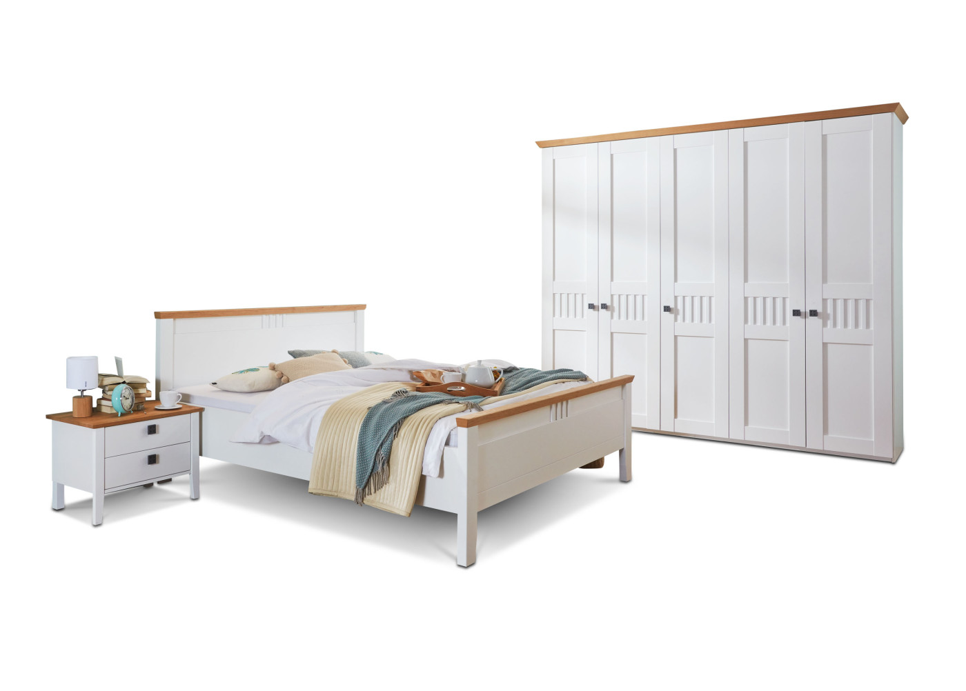 Schlafzimmer BASELLA in weiß- Wildeiche