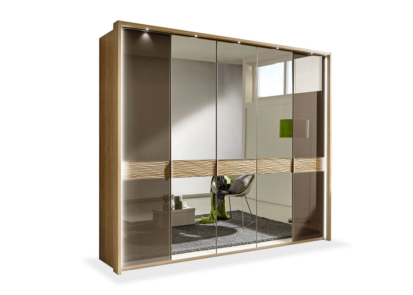 Drehtürenschrank Wega in bronze, eiche