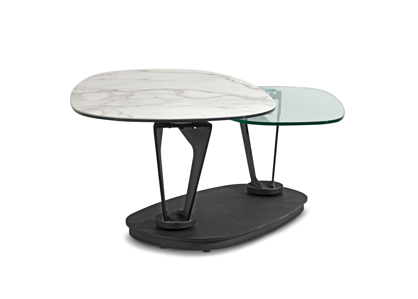 Couchtisch VARIUM in schwarz/glas/Mamoroptik