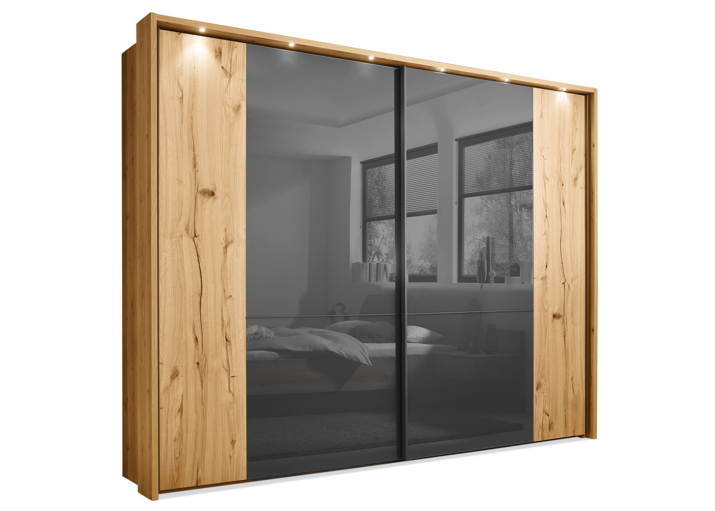 Schwebetürenschrank Laccato in braun