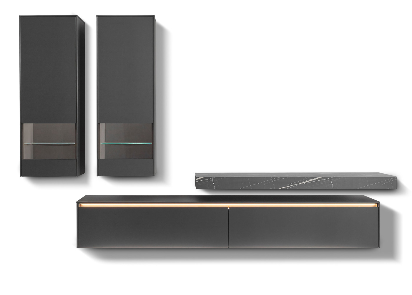 Wohnwand KESANA in Sunta schwarz, Bronze