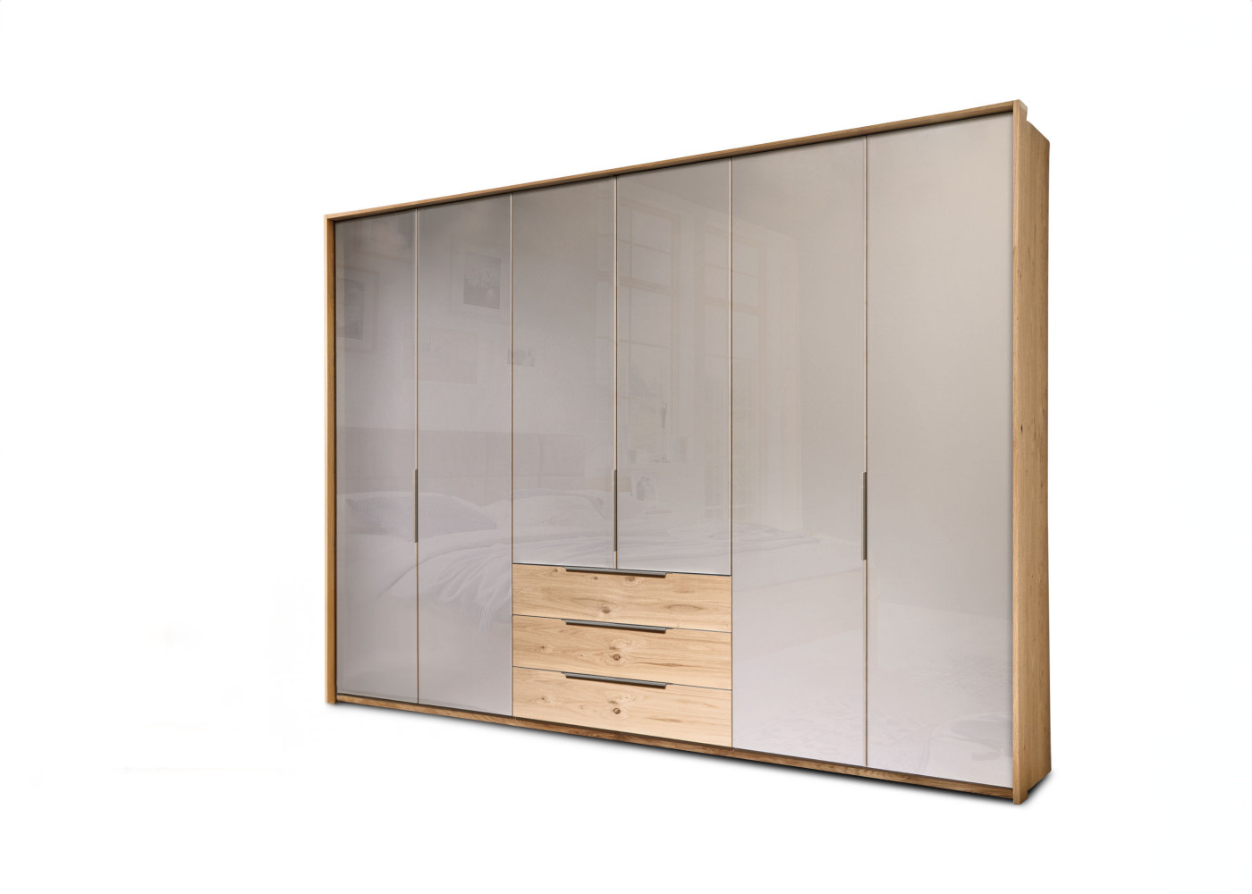 Drehtürenschrank Mindia in Glas Taupe