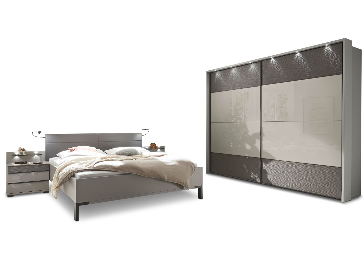 Schlafzimmer CASSANO PLUS in havanna-kieselgrau