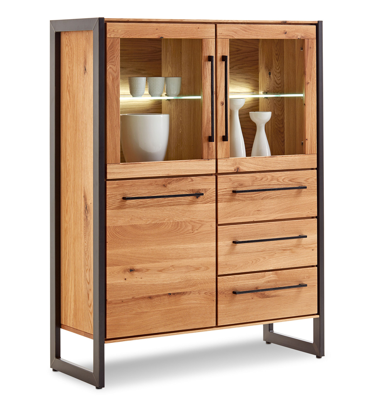 Highboard  NAMUR in Charakter-Eiche, schwarz