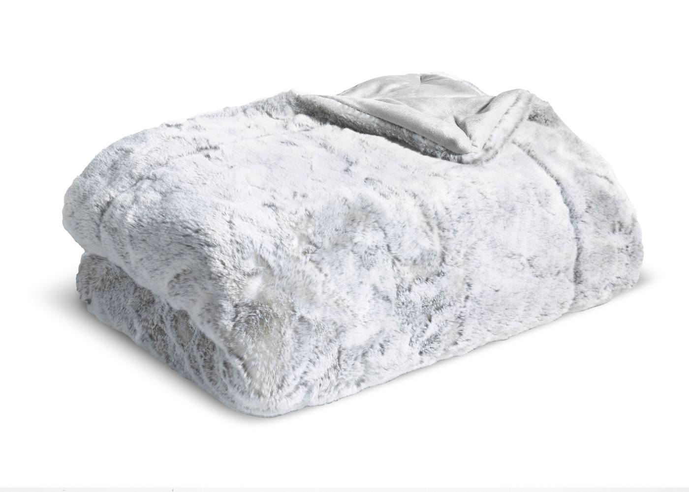 Hochwertige Fellimitatdecke Fluffy in silber