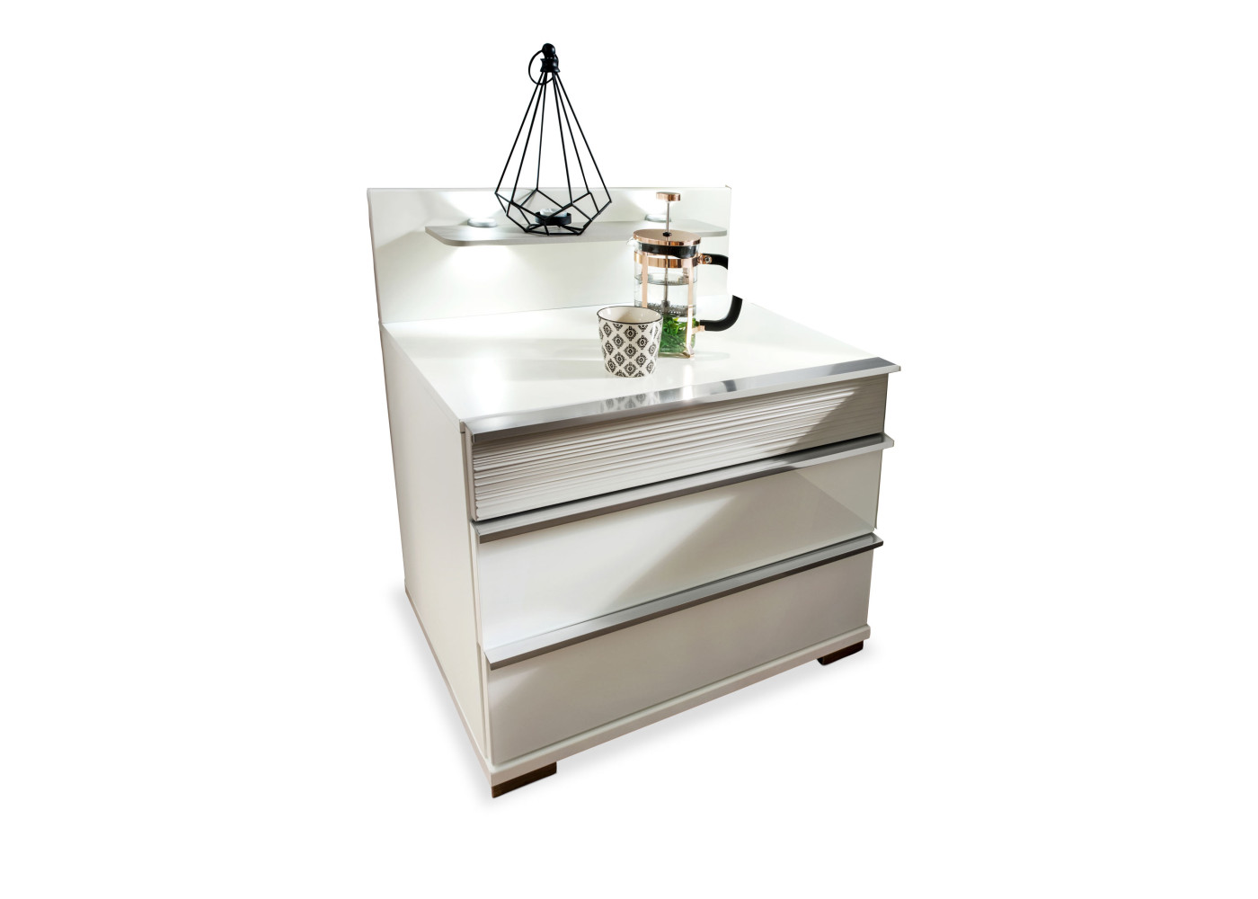 Nachtkommode CASSANO PLUS in havanna-kieselgrau