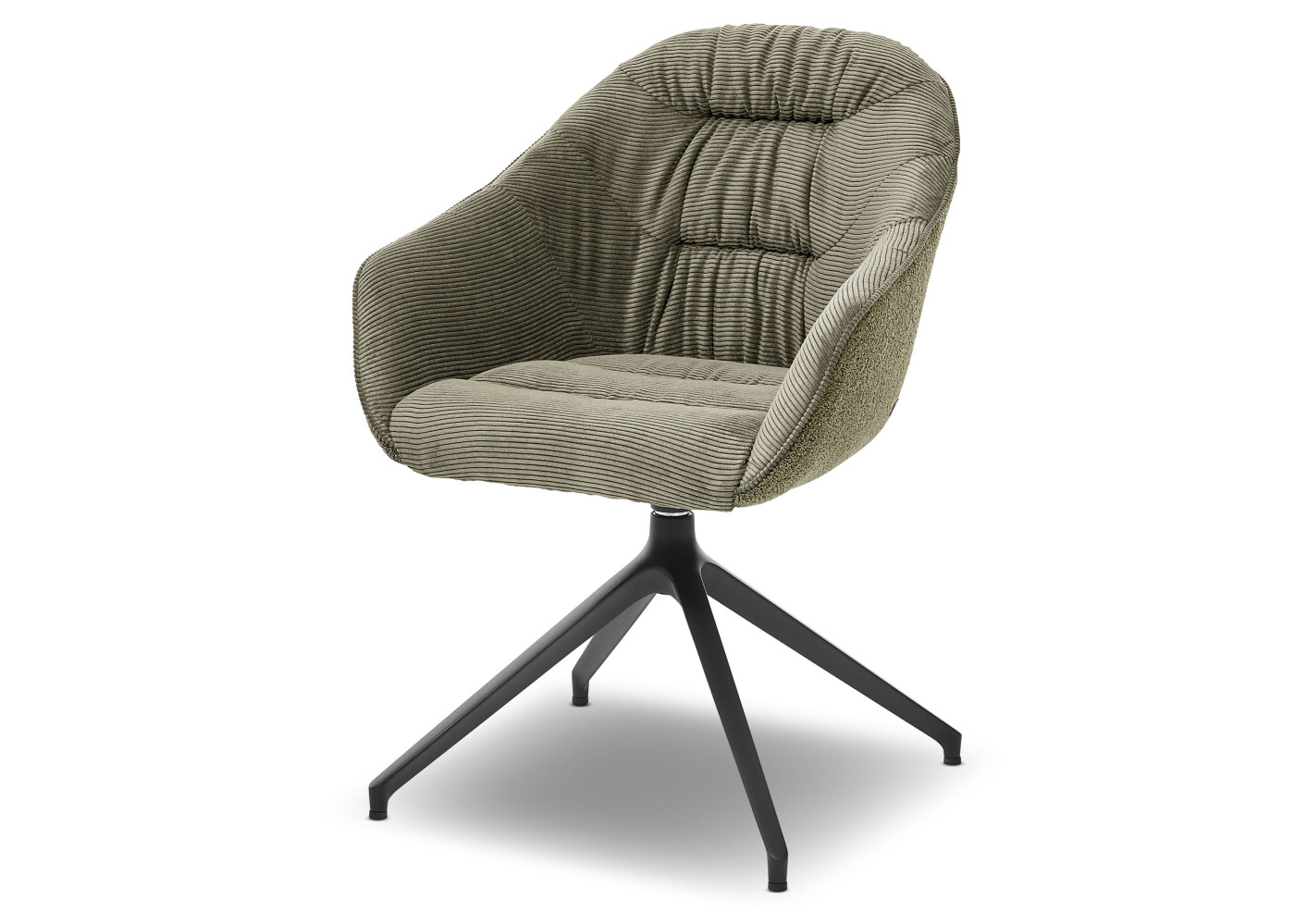 Armlehnstuhl MATORA in Feincord Oliv, Loop Green