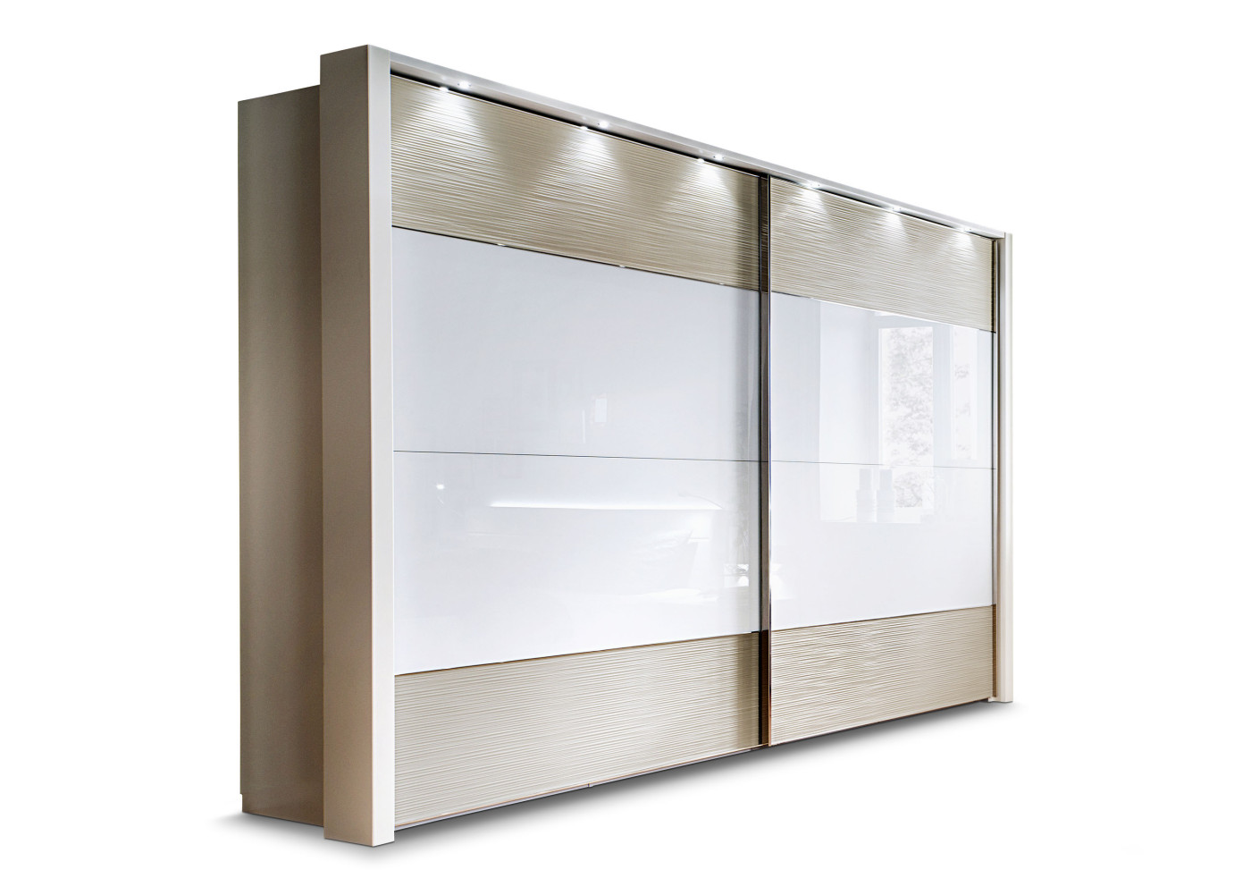Schwebetürenschrank CASSANO PLUS in havanna-kieselgrau