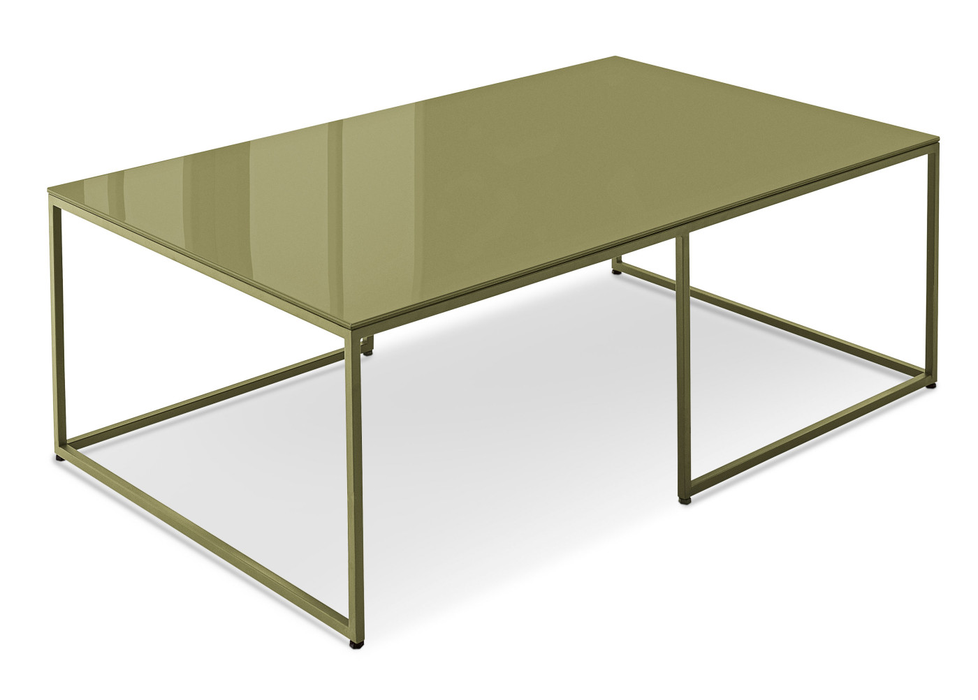 Couchtisch ENSEMBLE GARTA in Olive, Shiny Glas