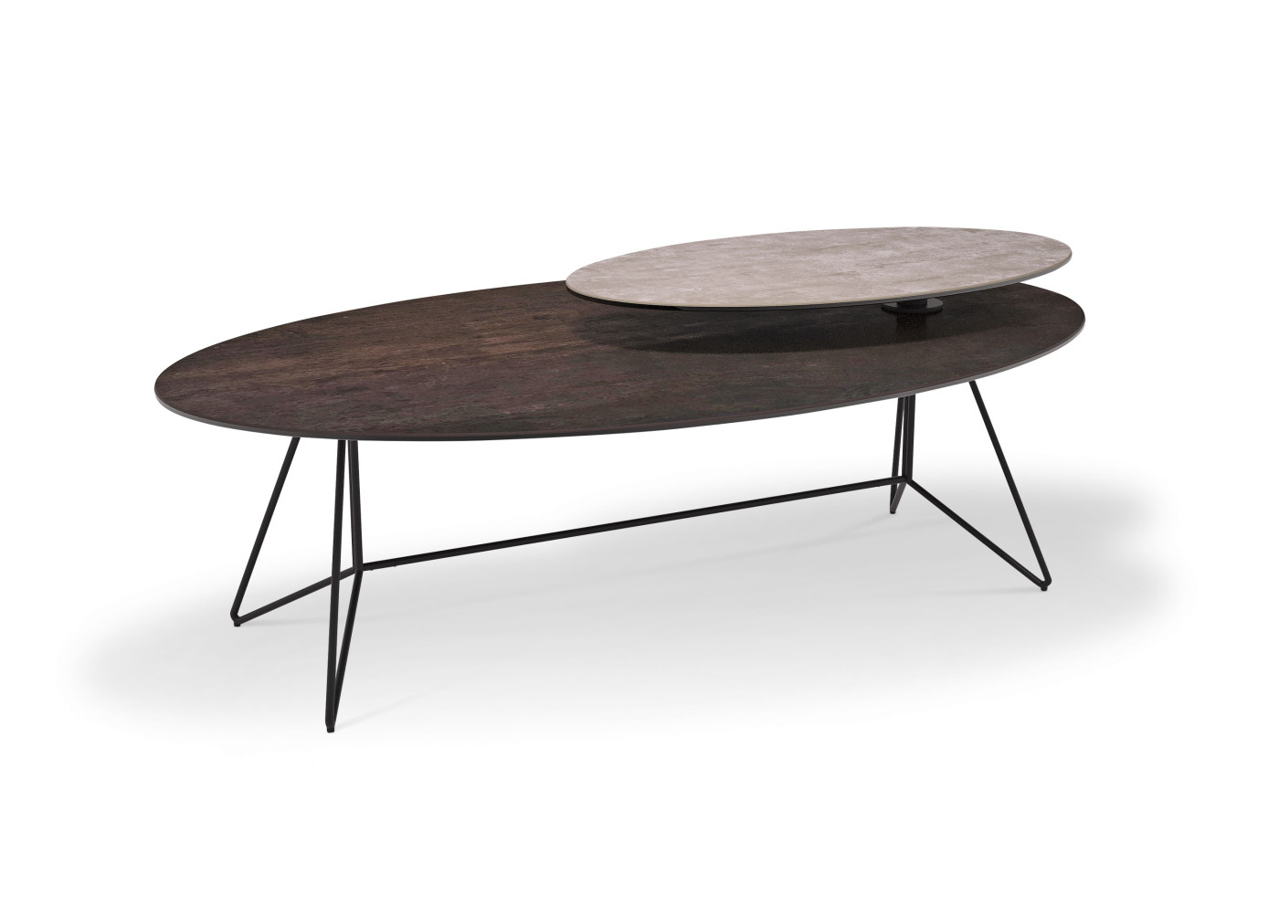 Couchtisch VARIUM in schwarz/rostbraun/zementgrau