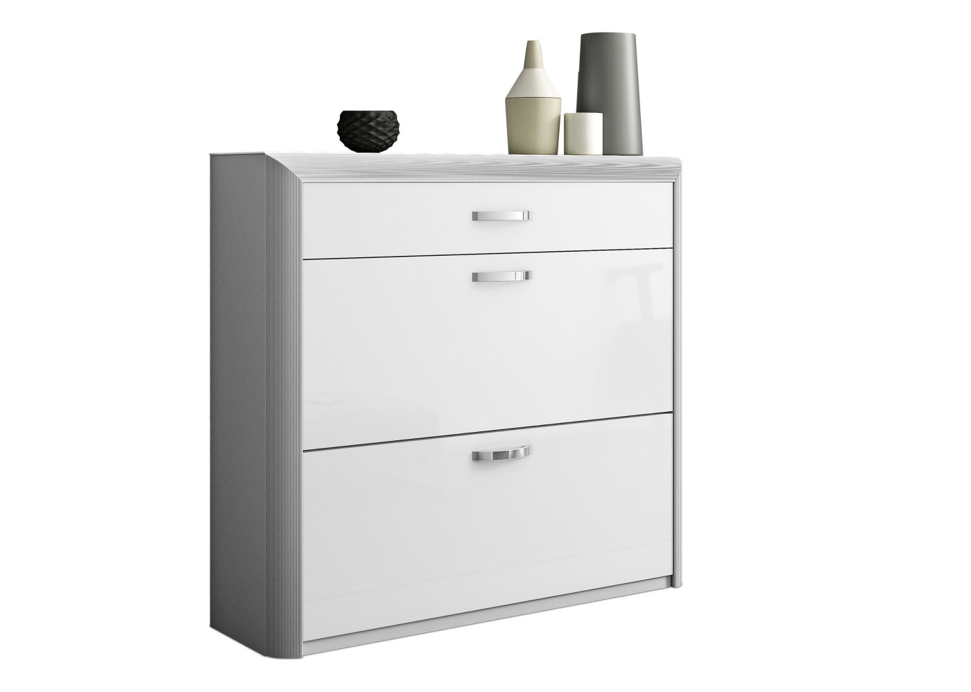 Schuhschrank ENTRY in alu/weiß