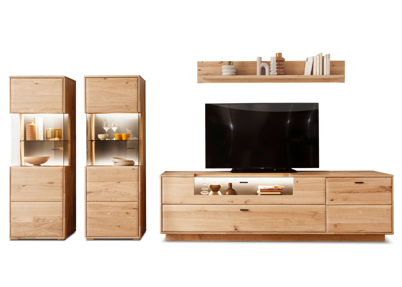 Wohnkombination W02 Minoma in Ast/Balkeneiche, anthrazit, Titan