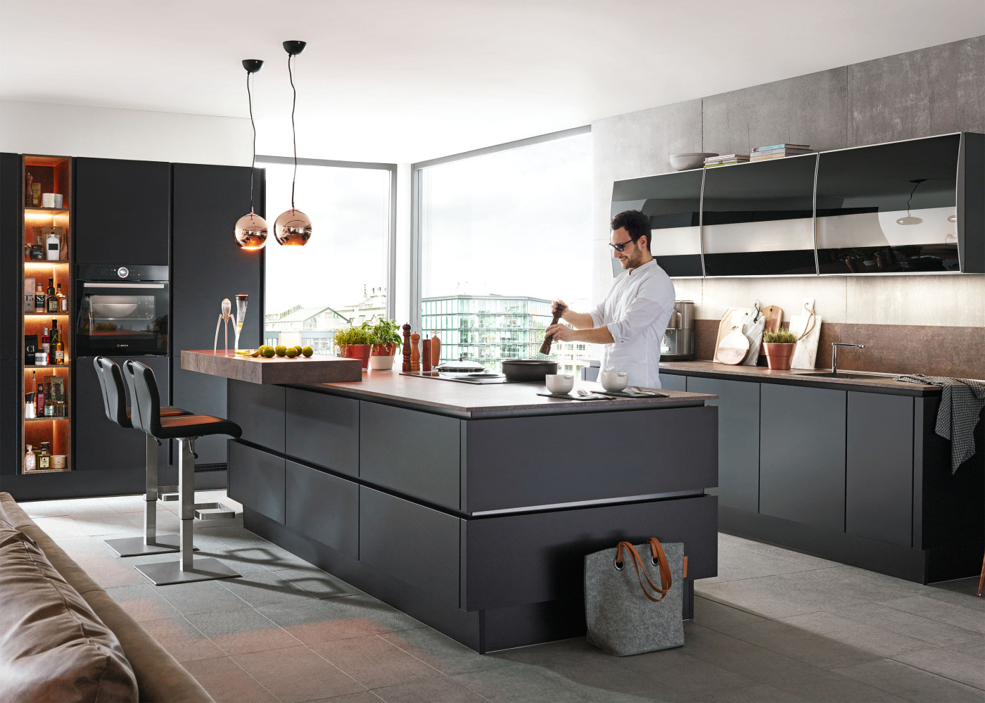 Kücheninsel TORNA 340 in Schwarz