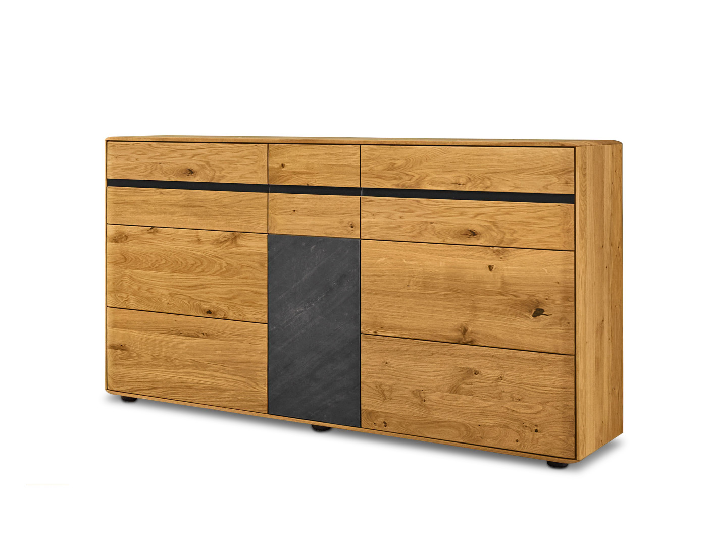 Sideboard  DANORA PLUS in Asteiche bianco, Glasakzent anthrazit