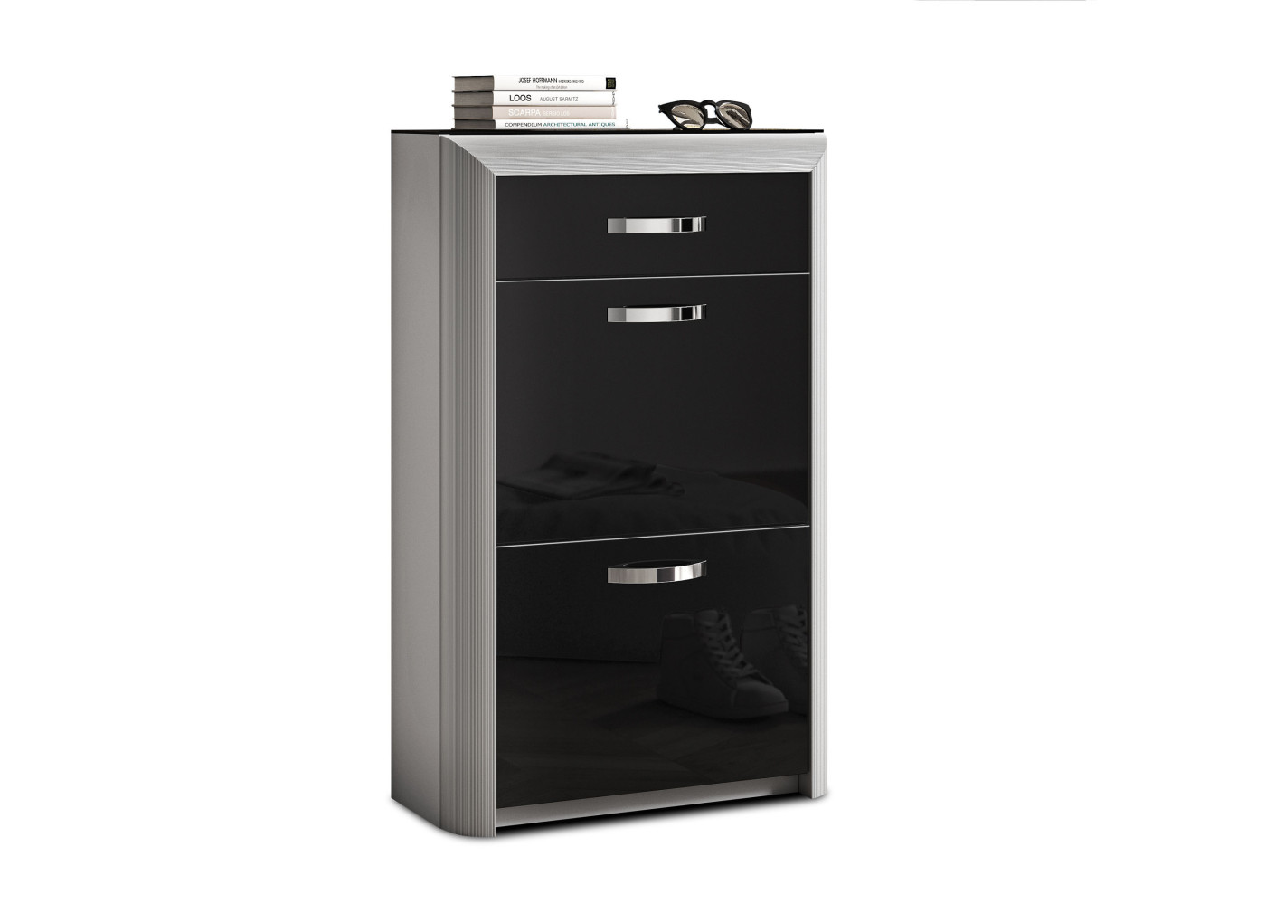 Schuhschrank ENTRY in schwarz/alu