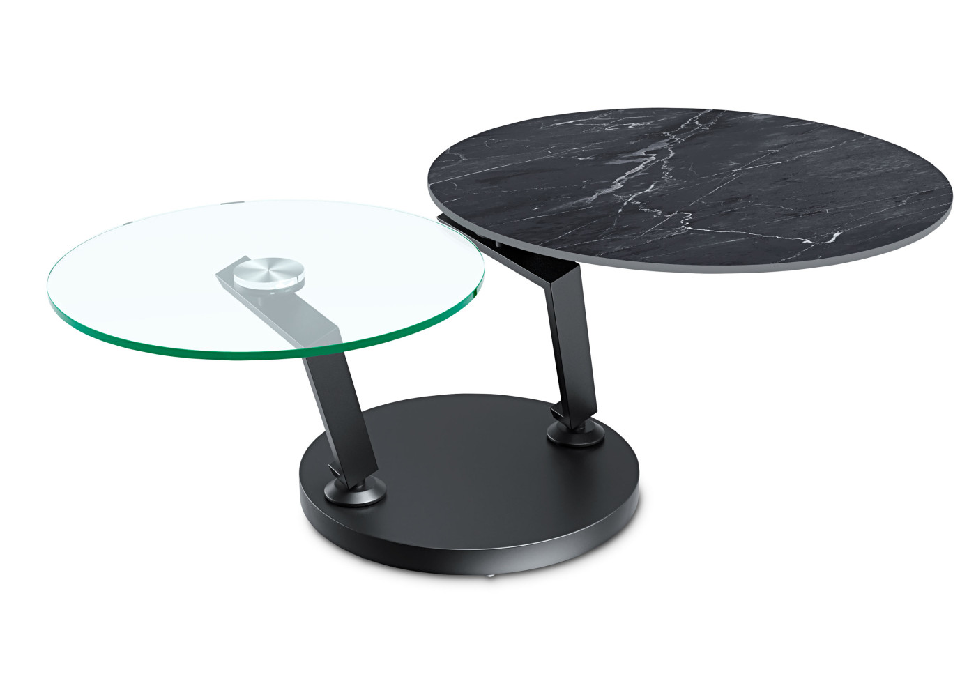 Couchtisch VARIUM in schwarz, Marmoroptik marquina, Glas