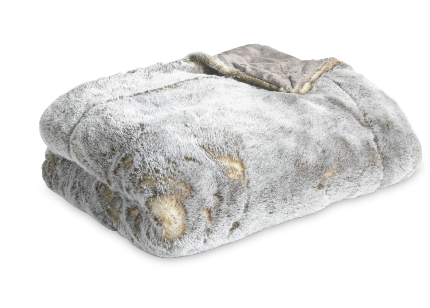 Hochwertige Fellimitatdecke Fluffy in greige/taupe