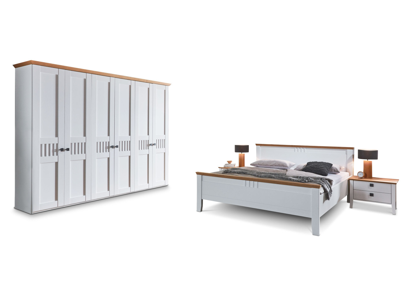 Schlafzimmer BASELLA in weiß-Wildeiche