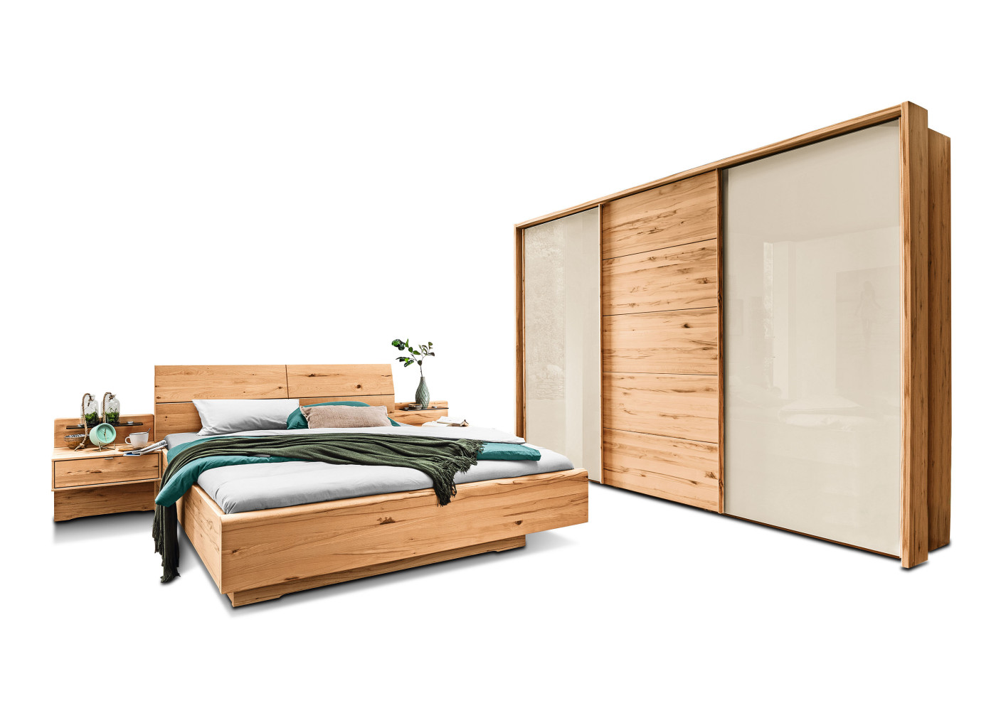 Schlafzimmer AREZZO in Astkernbuche - champagner