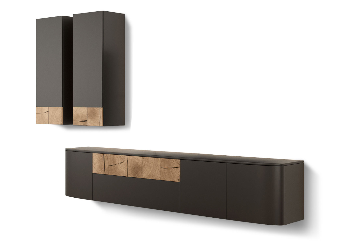 Wohnwand Kigara in anthrazit, Wildeiche