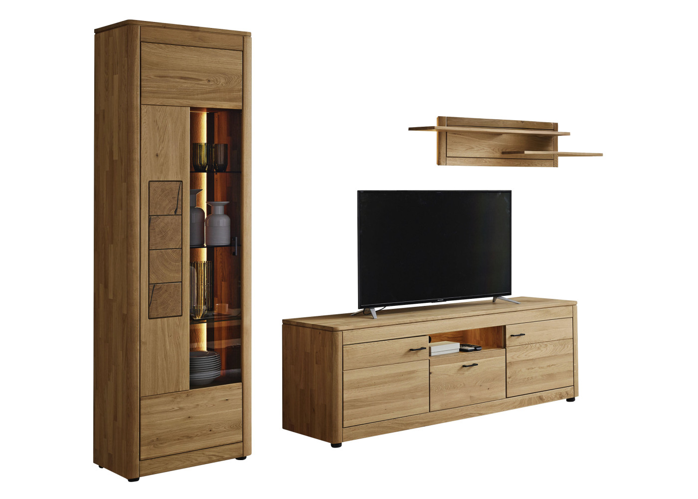 Wohnwand OREUM in Eiche lengo geölt, Hirnholz