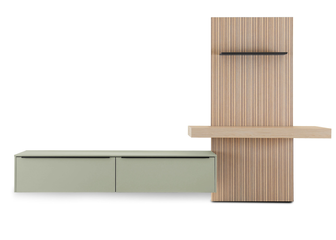 Wohnwand KIDUR in Olive, Eiche Como