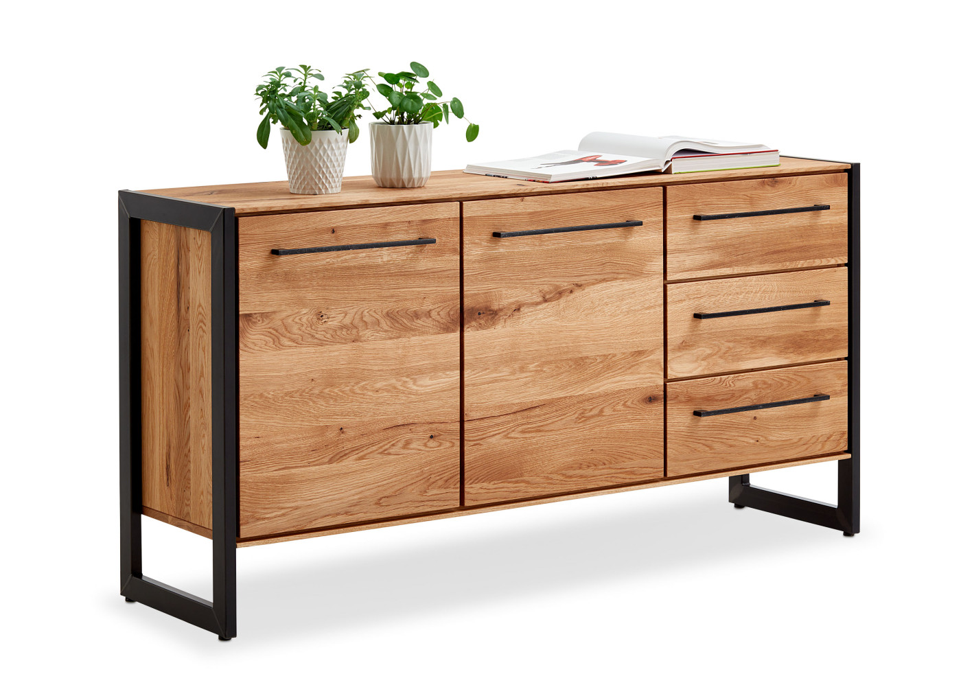 Sideboard  NAMUR in Charakter-Eiche, schwarz