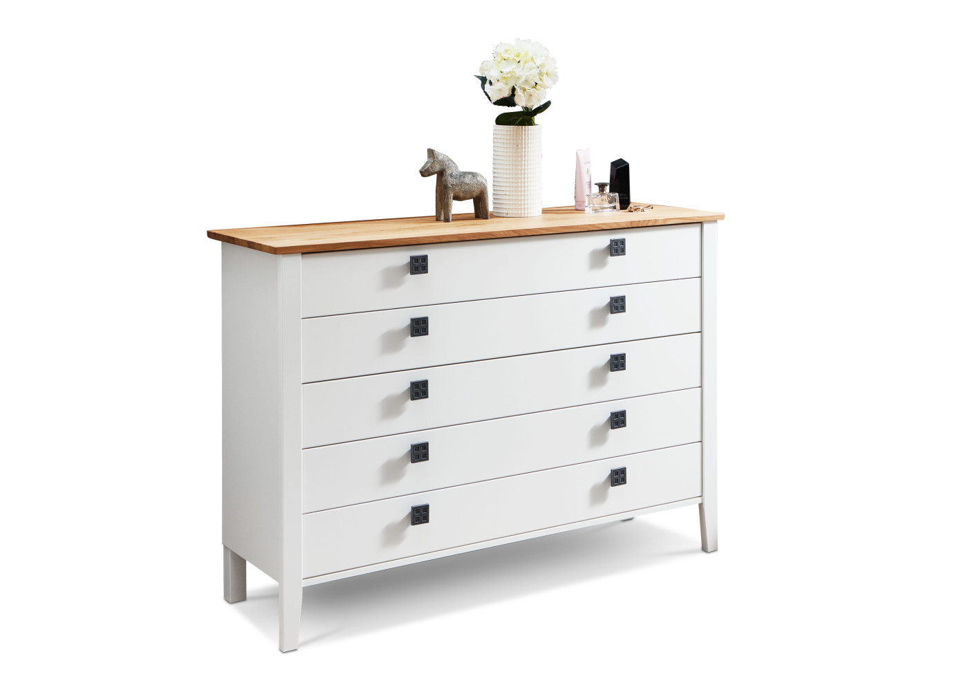 Schubladenkommode BASELLA in weiss - wildeiche