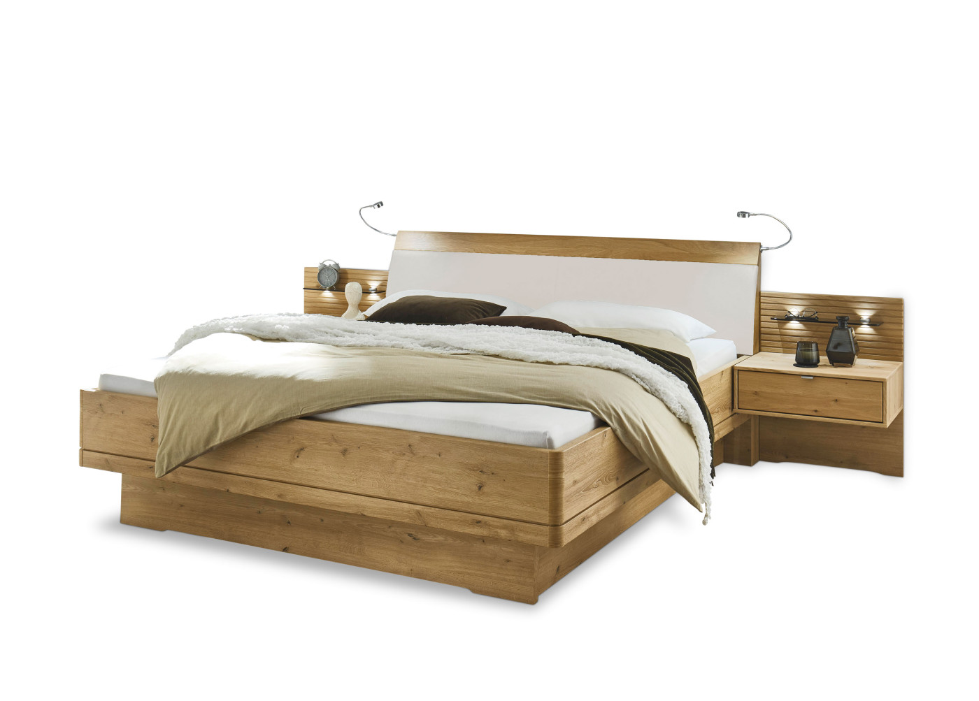 Bettanlage Wega Plus in bianco -eiche