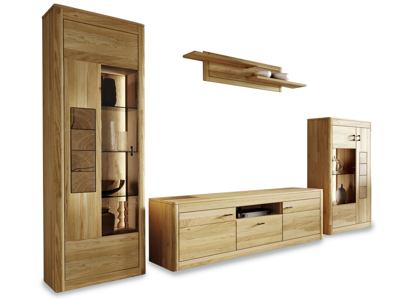 Wohnwand OREUM in Eiche lengo geölt, Hirnholz