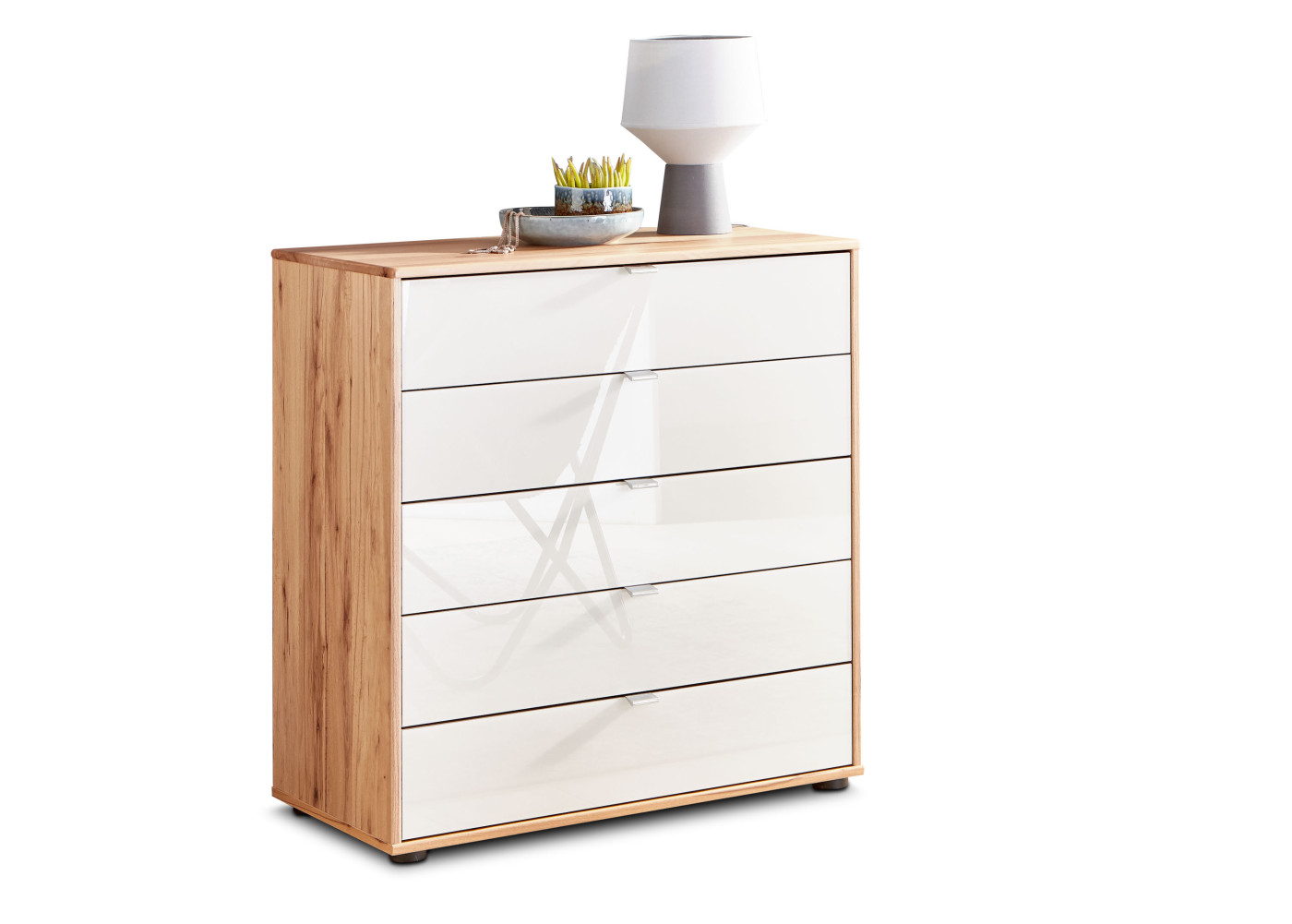 Schubkastenkommode AREZZO in eiche bianco - champagner