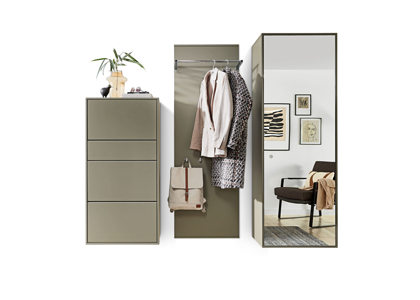 Garderobenkombination DIAMO in olivgrün, schwarz