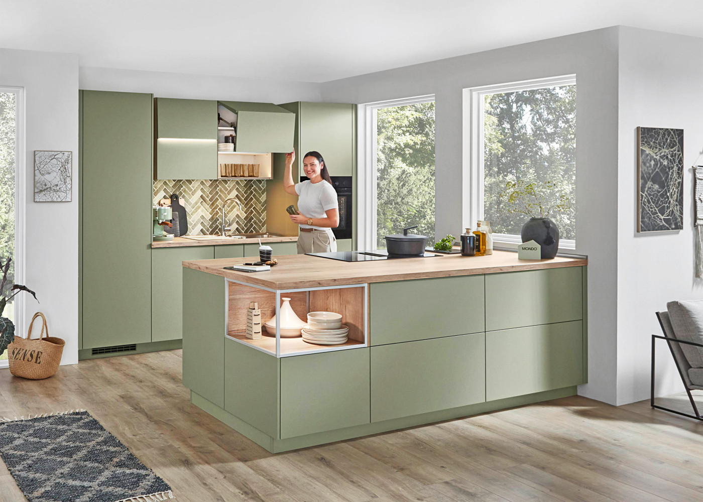 Inselküche SUNTA in grün