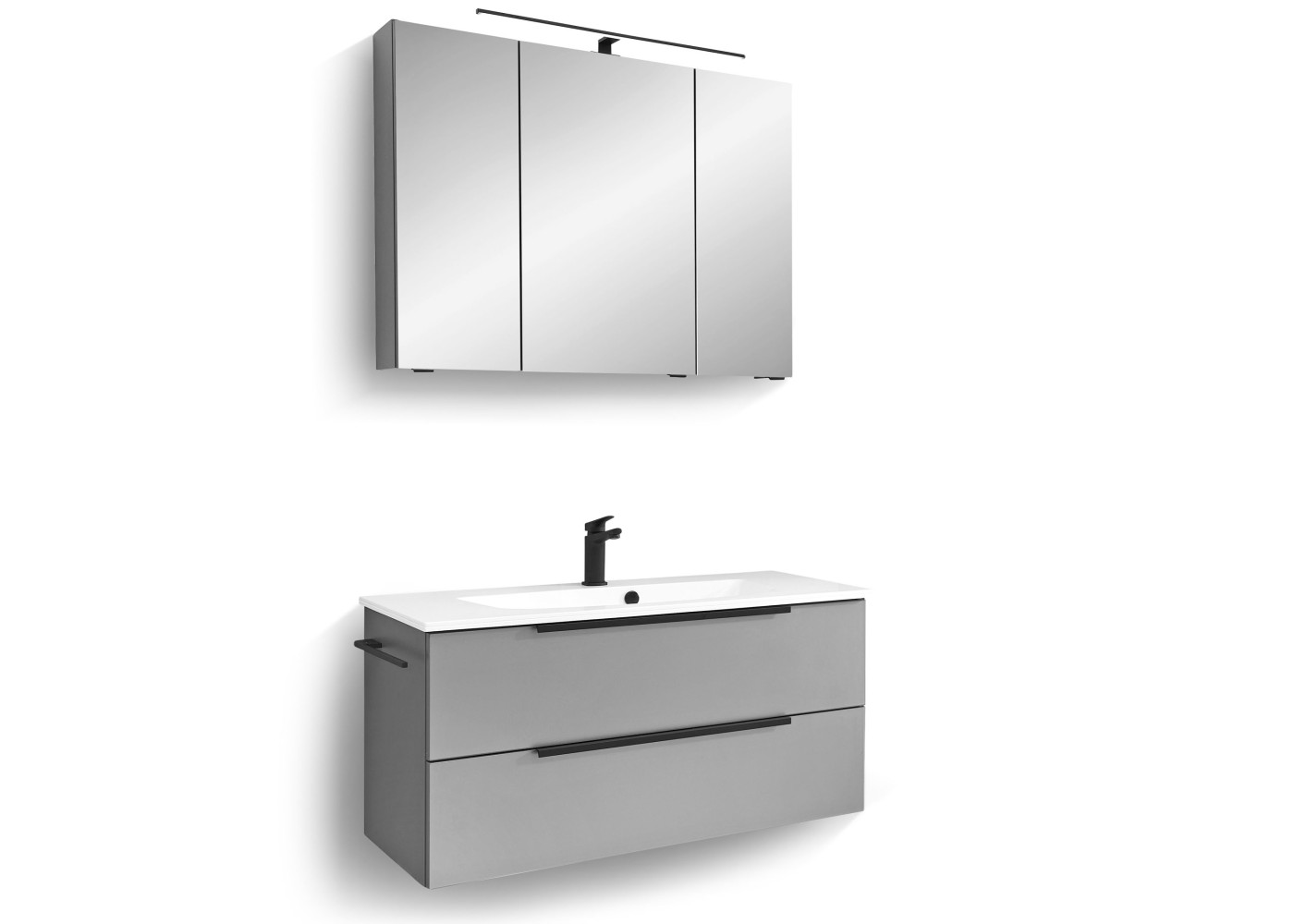 Badkombination ARTA in Glas metallic matt, Quarzgrau matt Touch