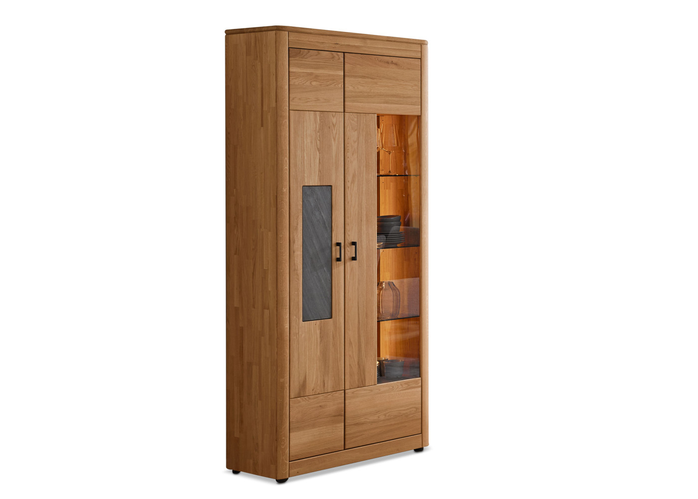 Vitrine OREUM in Eiche lengo geölt, Hirnholz