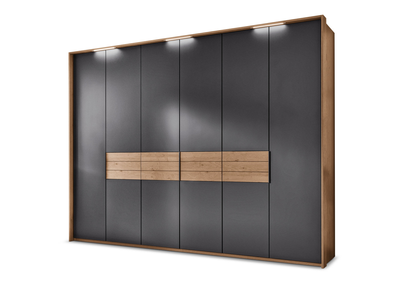 Drehtürenschrank MARUNA in basalt, Eiche barrique