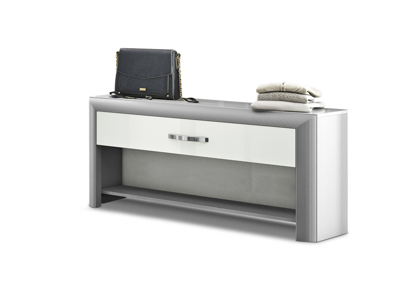 Garderobenbank ENTRY in weiß/alu