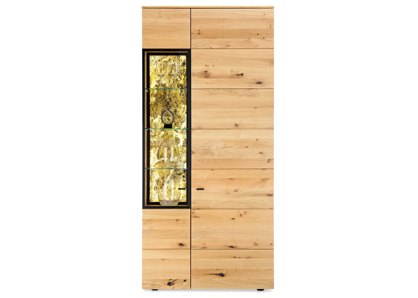 Vitrine NANDUR in Asteiche, Transluzenta Schiefer