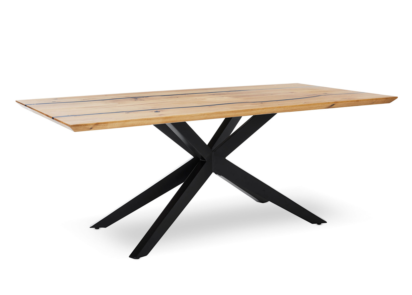 Esstisch  Esgo in Charakter-Eicher, Epoxidharz schwarz