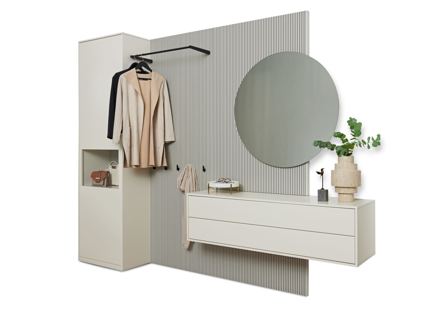 Garderobenkombination DIAMO in Lack wollweiß/Lack seidengrau