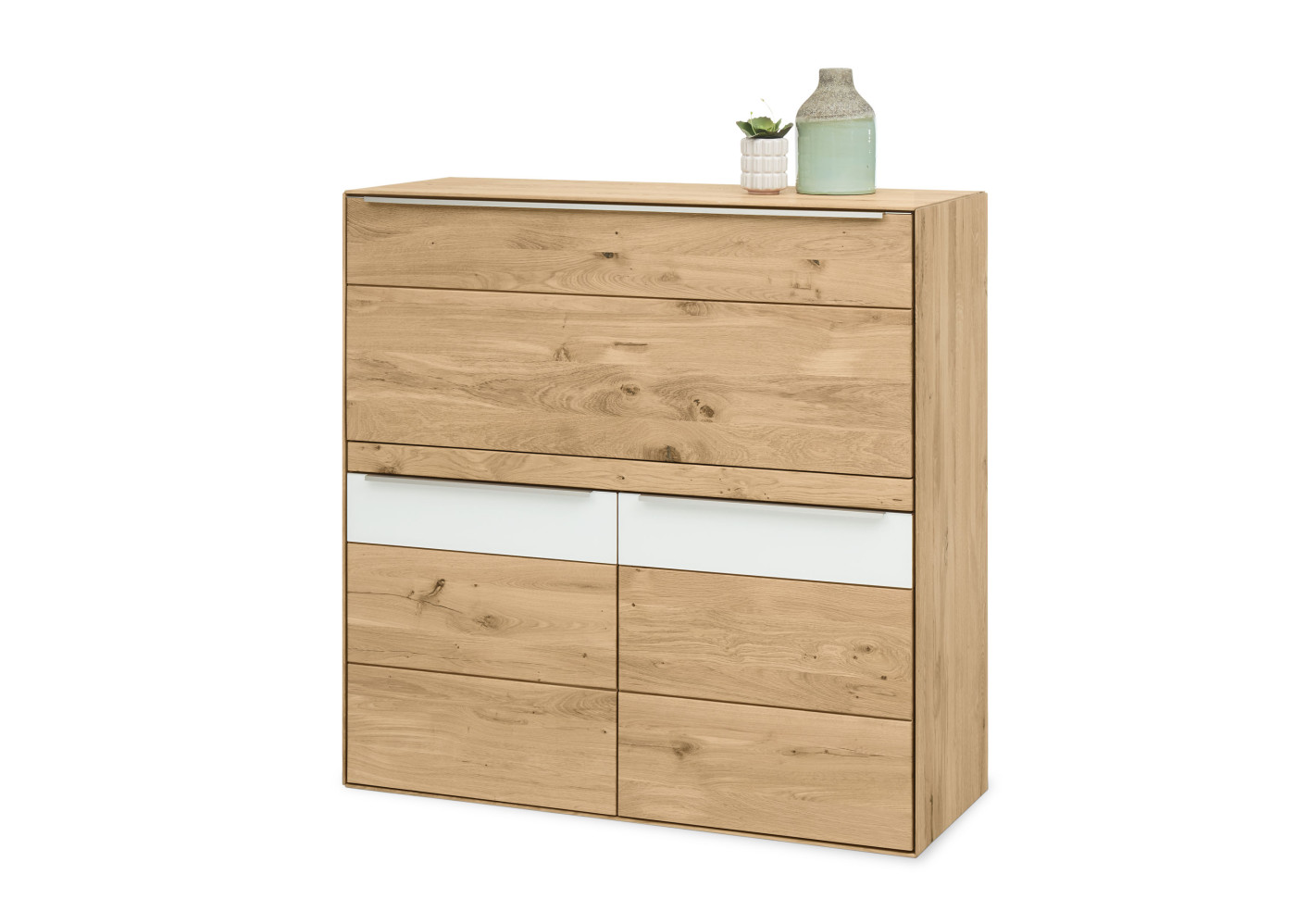 Highboard  TALVERA in Asteiche massiv, weiß,