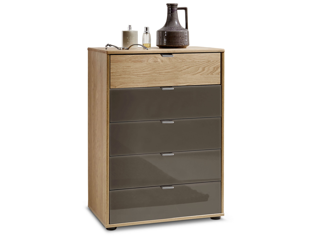 Schubkastenkommode Wega Plus in mocca, Eiche bianco