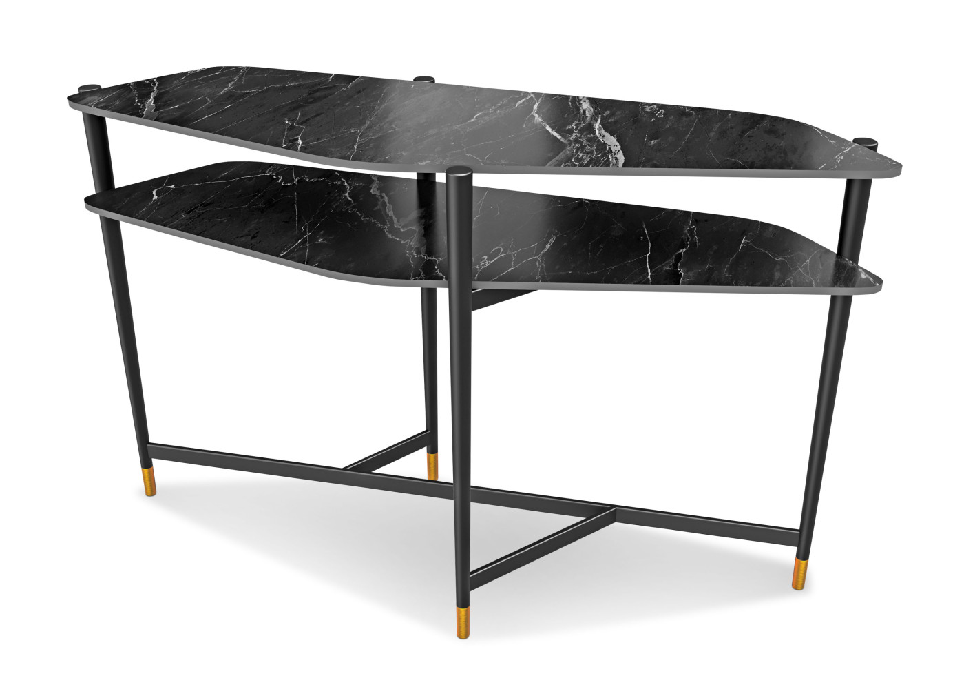 Konsolentisch VARIUM in schwarz, Marmoroptik marquina